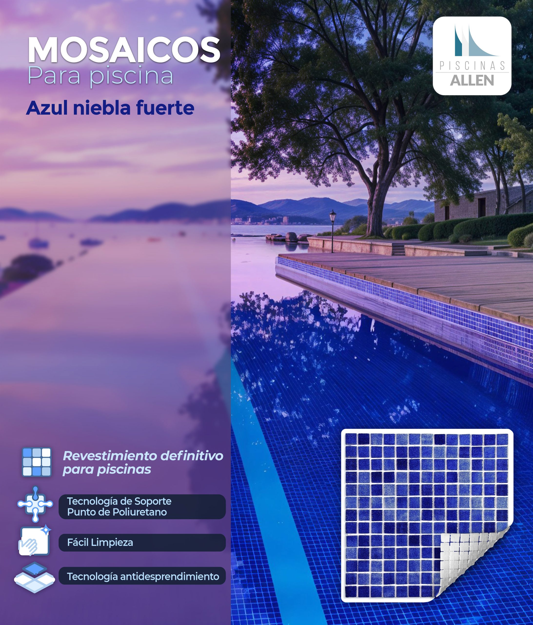 Mosaico Niebla Azul Fuerte
