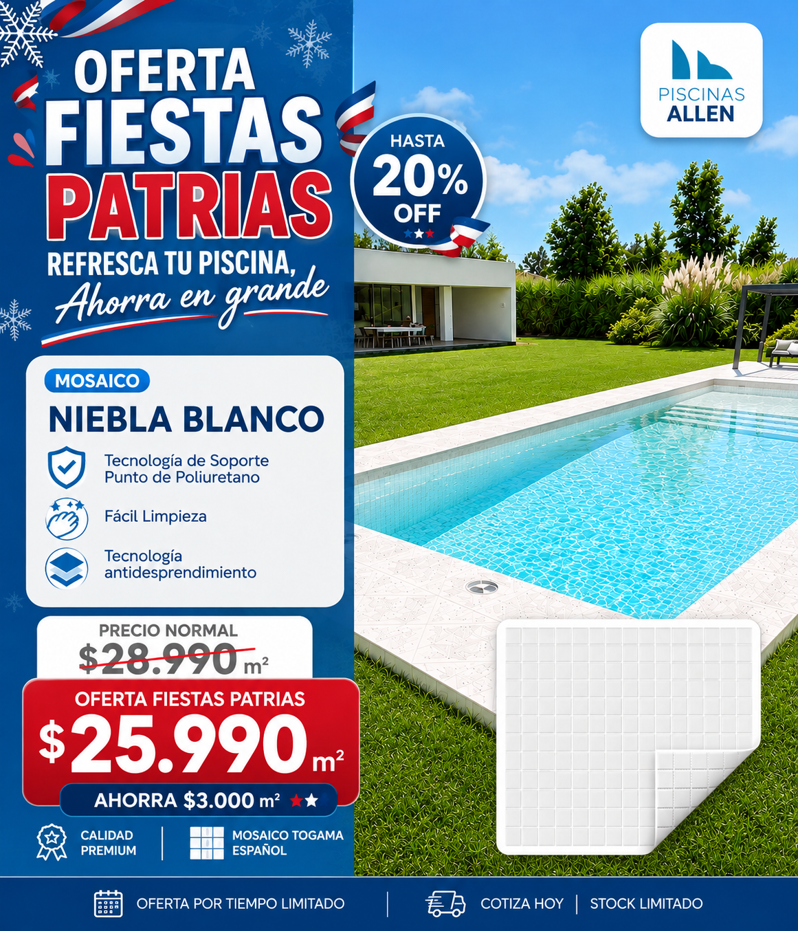 Mosaico Niebla Blanco